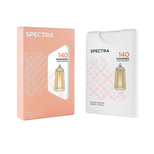 Spectra 140 Goodness 18ml pocket perfume with packaging