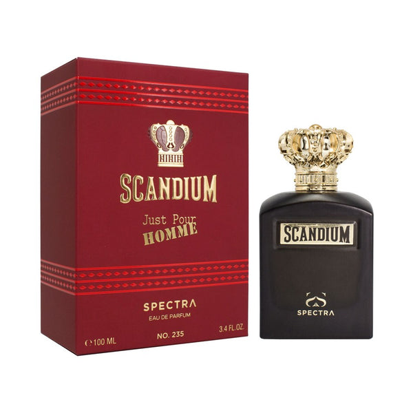 Spectra 235 SCANDIUM Just Pour HOMME Eau de Parfum 100ml bottle and packaging